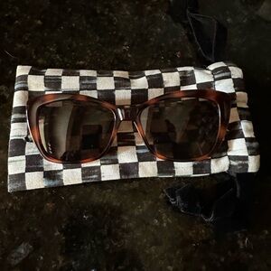 EUC McKenzie Childs Courtly Check sunglasses with matching soft case.